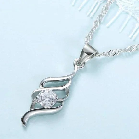 💎 NEW ❤️ Cute Spiral 925 Sterling Silver Bundle Necklace Earrings Modern - Picture 8 of 8